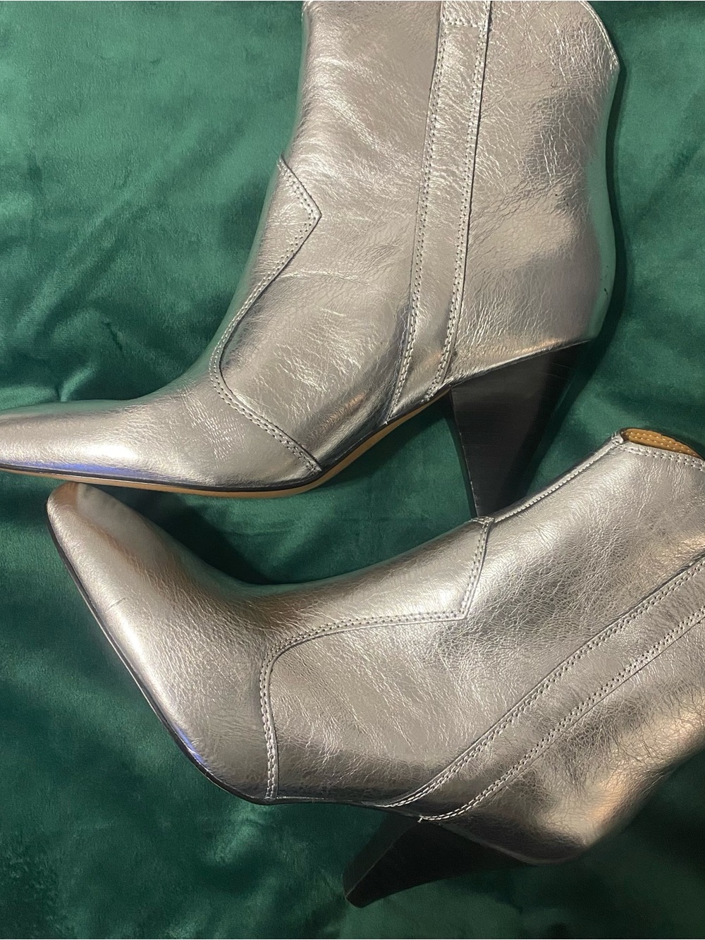 Marc Fisher Metallic Silver Pointed-Toe Ankle Booties